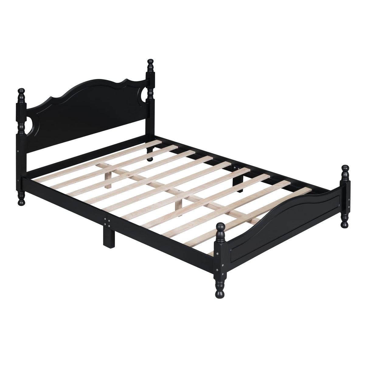 Full Size Black Wood Platform Bed Frame