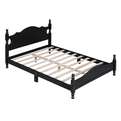 Full Size Black Wood Platform Bed Frame