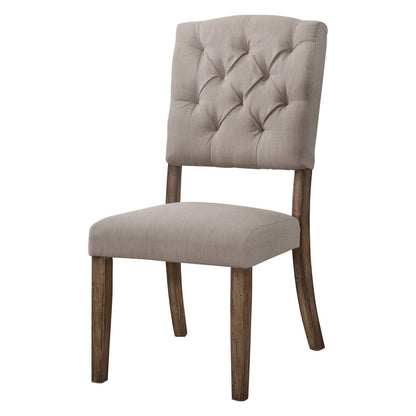 Beige Oak Dining Chairs Set of 2 - Rustic Transitional Style