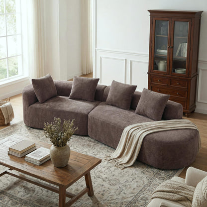 116" Brown Sectional Sofa with Chaise Lounge - Foam Polyester