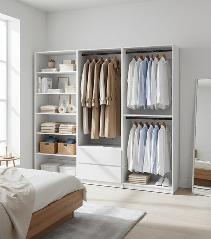 Prosper White Freestanding Walk-In Closet System - Wood & Melamine