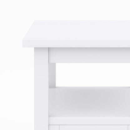 Solid Wood Drawer End Table in White for Bedroom Nightstand Storage for Living Room