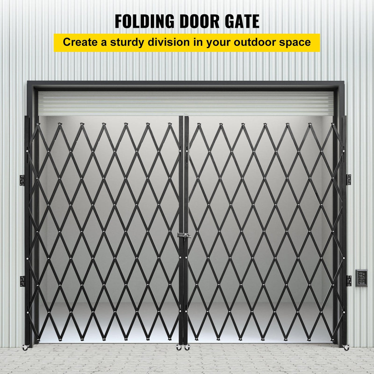 Double Folding Security Gate - 7.1' H x 12.5' W Steel Accordion Gate