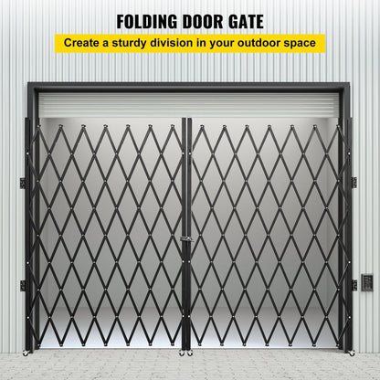 Double Folding Security Gate - 7.1' H x 12.5' W Steel Accordion Gate