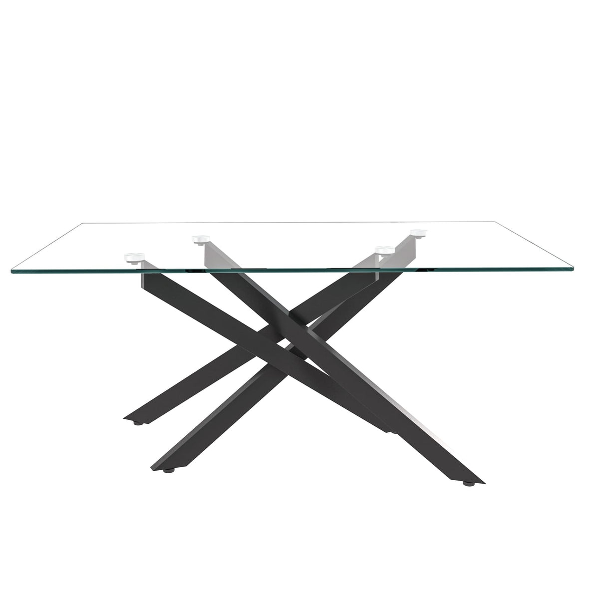 Black Tempered Glass Coffee Table - 39.37" Rectangular for Living Room