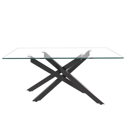 Black Tempered Glass Coffee Table - 39.37" Rectangular for Living Room