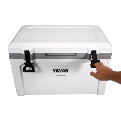 52 Qt Portable Cooler - White Plastic Ice Chest for Camping & Beach