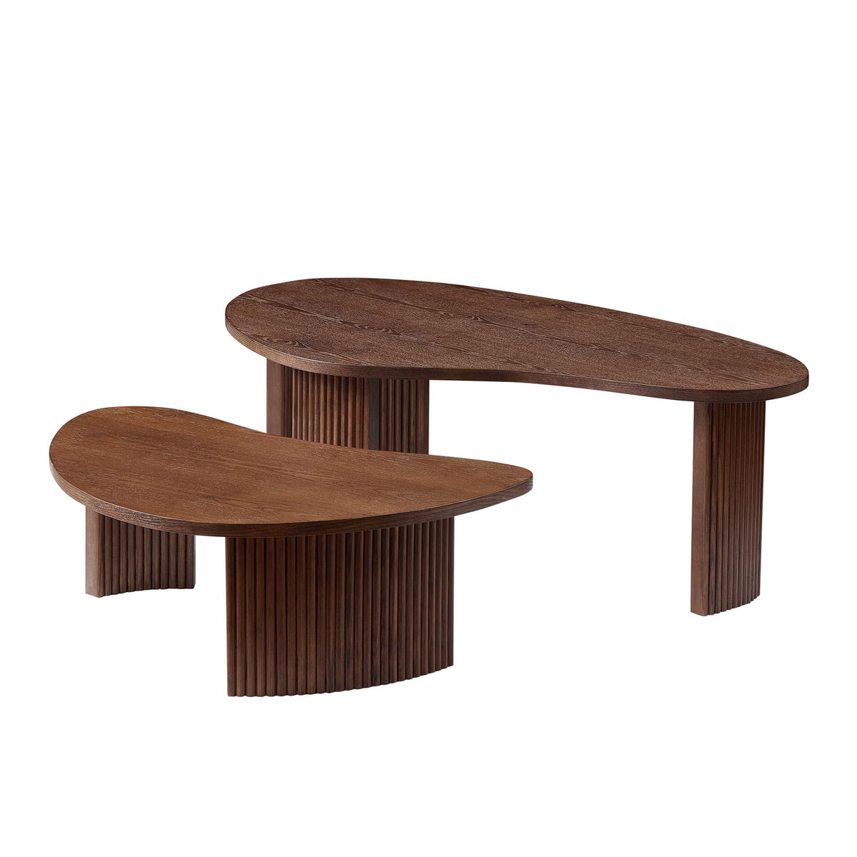 2-Piece Modern Irregular Coffee Table Set - Walnut MDF
