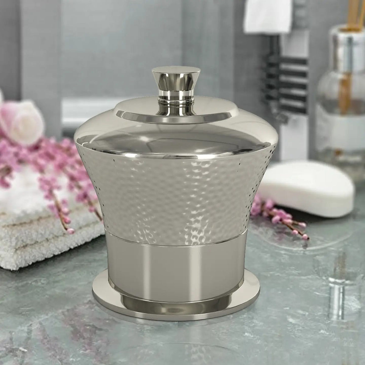 Classic Stainless Steel Vanity Jar - Stylish Storage for Cotton Swabs & Bath Salts