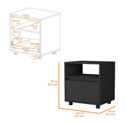 Wenge 1 Drawer Nightstand - Bedroom Storage