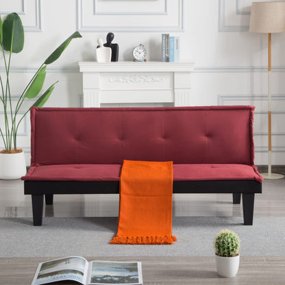 Red Microfiber Convertible Sofa Bed - 2-in-1 Futon for Small Spaces for Living Room