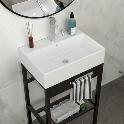 White Black Ceramic Bathroom Vanity Sink - Wall Mounted