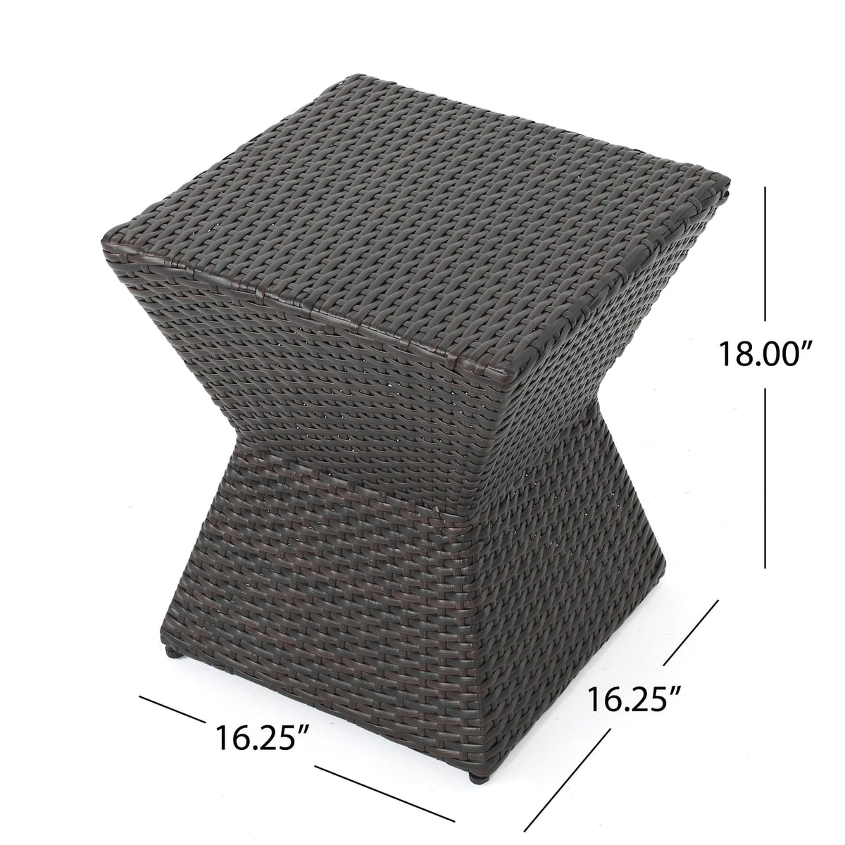 Brown Iron Rattan Outdoor Side Table