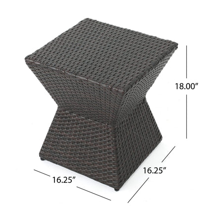 Brown Iron Rattan Outdoor Side Table