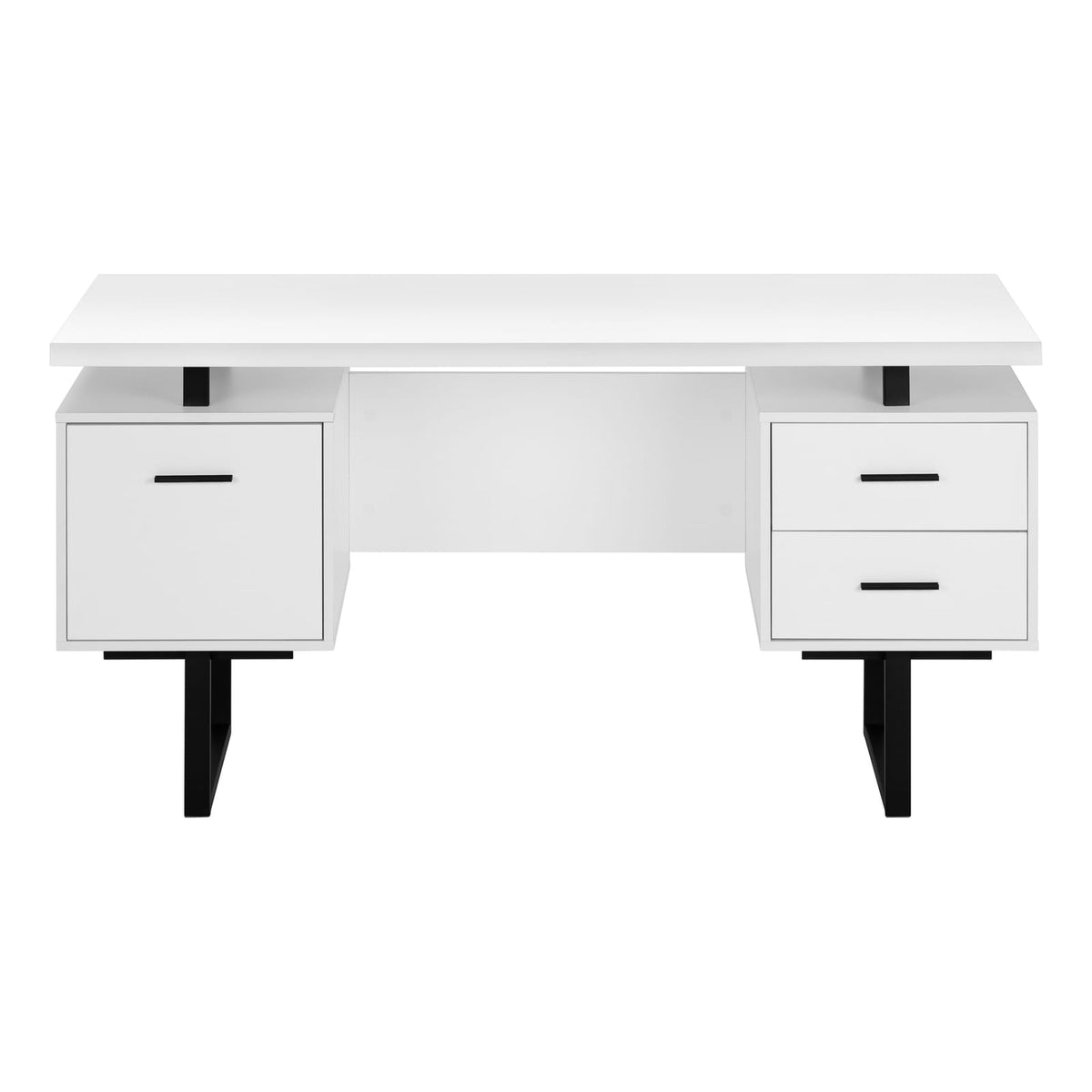 60" White Computer Desk with Storage Drawers