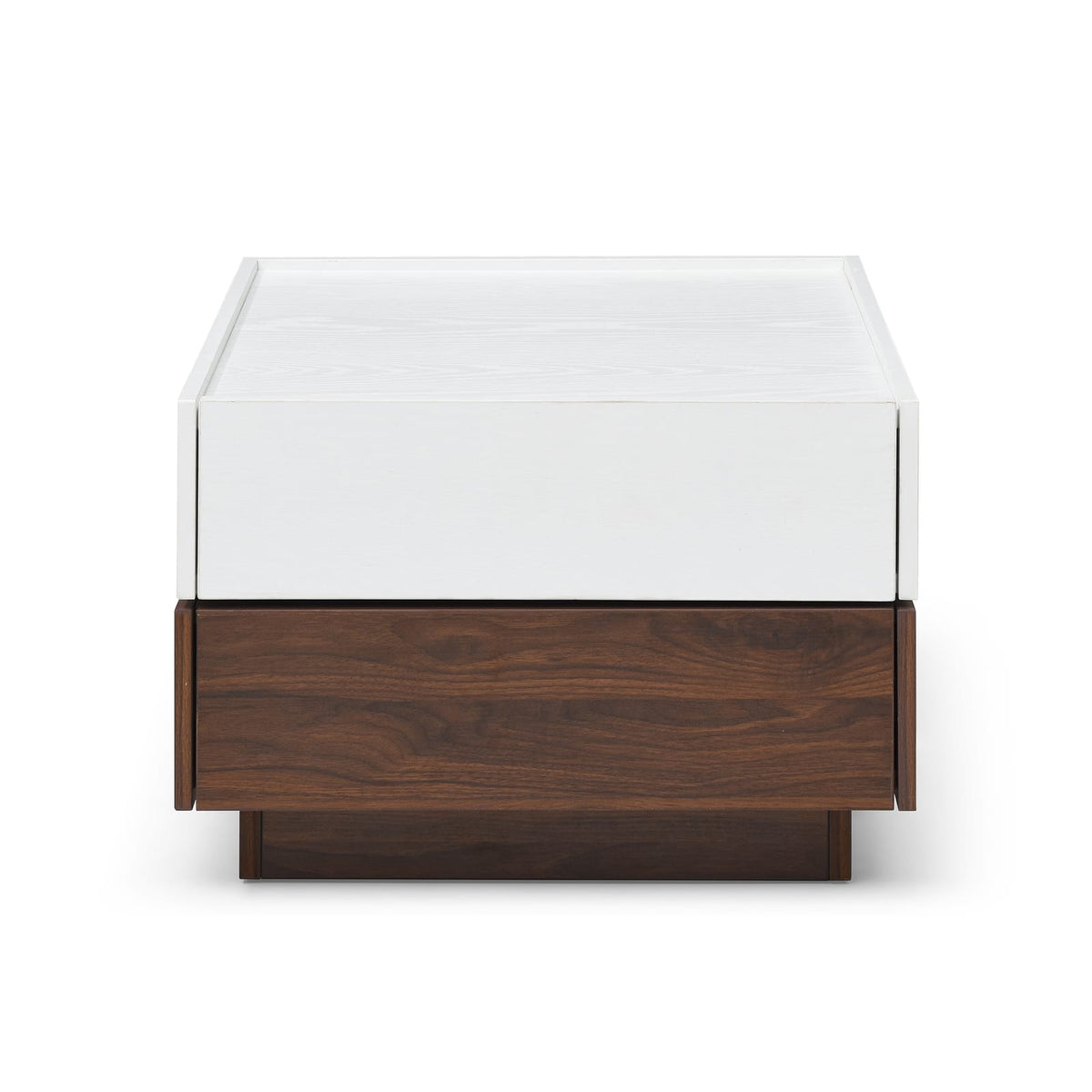 White Walnut Square Coffee Table with Storage