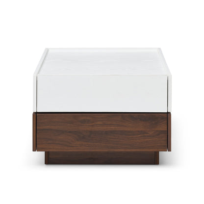 White Walnut Square Coffee Table with Storage