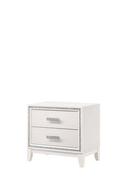 White Synthetic Wood Nightstand with Storage Drawers for Bedroom