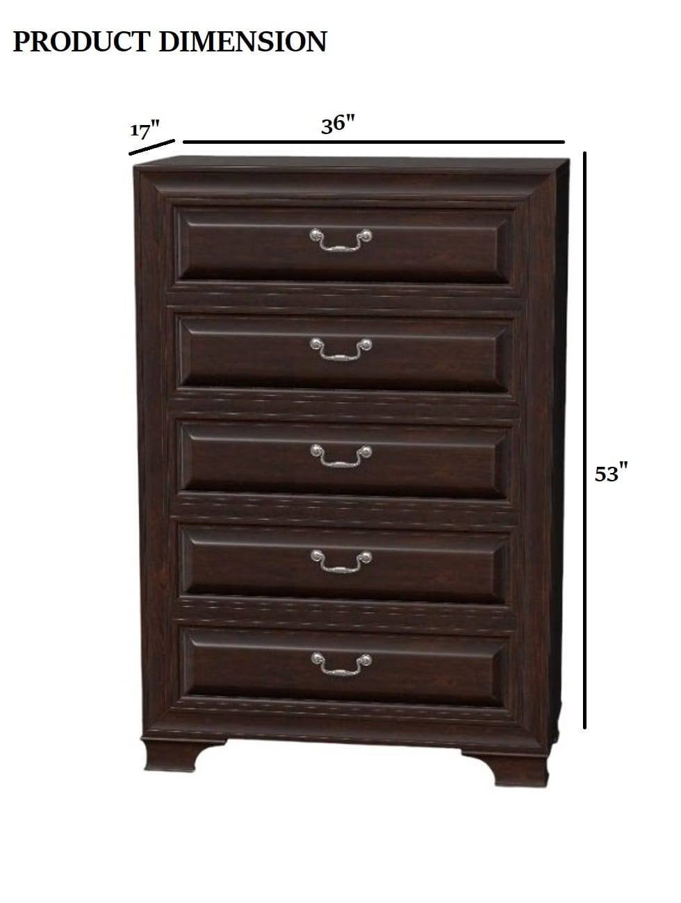 Brown Cherry Solid Wood Transitional Chest for Bedroom Storage