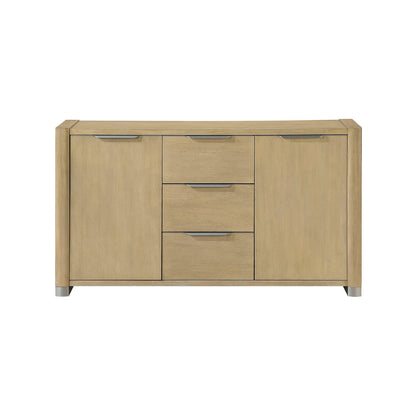Natural Solid Wood Buffet with Cabinets - 60" Dining Server