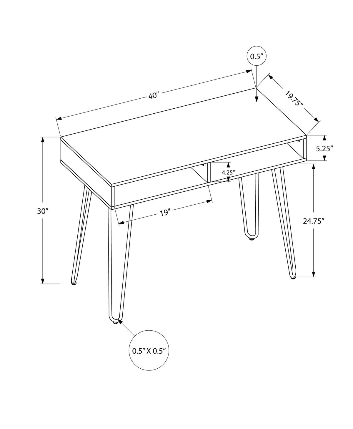 Taupe Computer Desk with Storage Drawers - 40" L