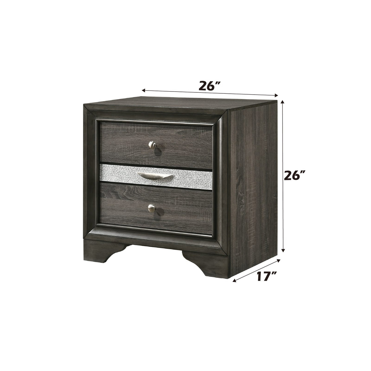 Gray Synthetic Wood Nightstand - 17"W x 26"H for Bedroom