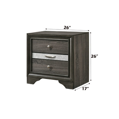 Gray Synthetic Wood Nightstand - 17"W x 26"H for Bedroom