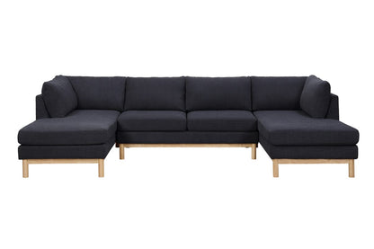 Helena Black Sherpa Sectional Sofa - 4 Seat