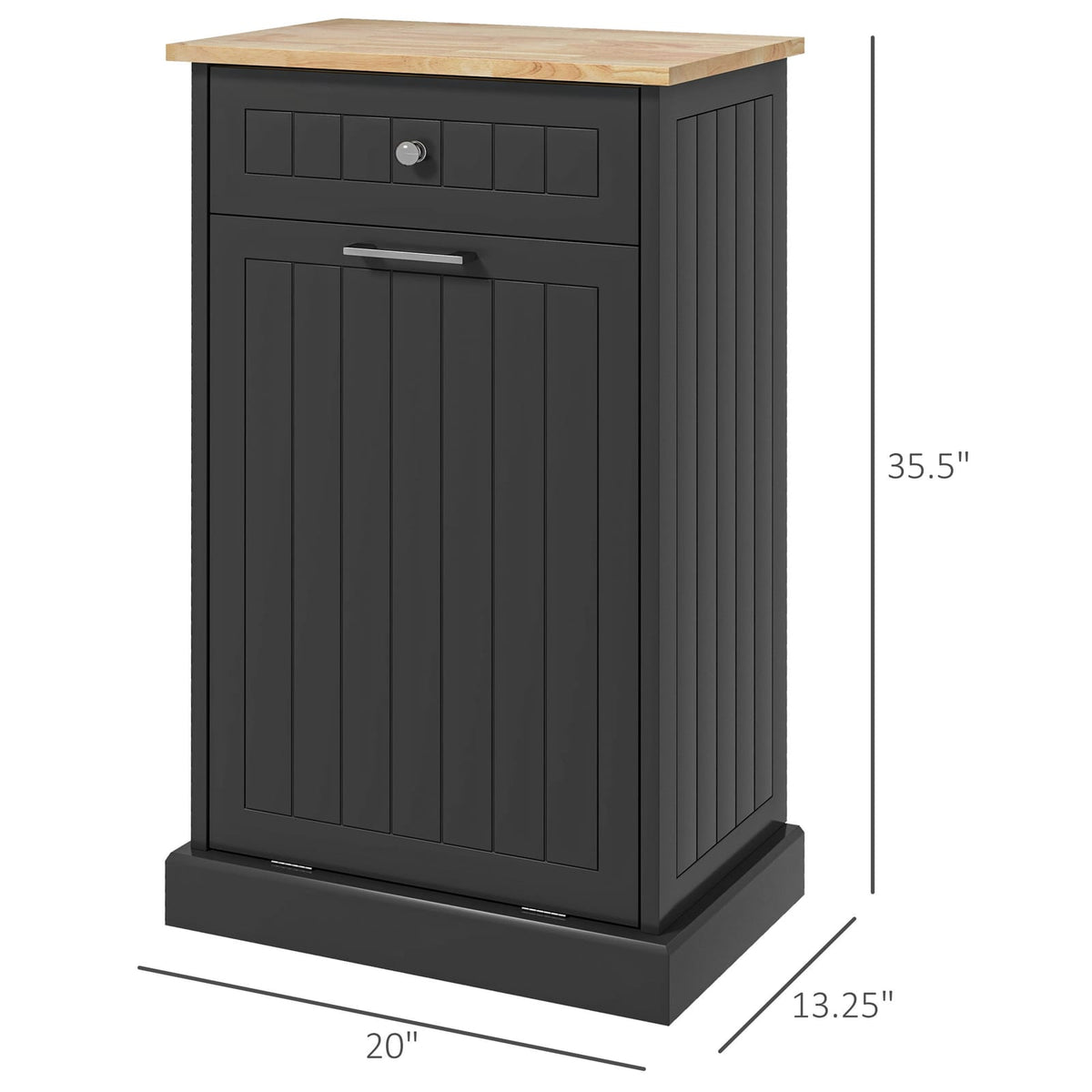 HOMCOM Kitchen Trash Cabinet - Black Storage & Safety