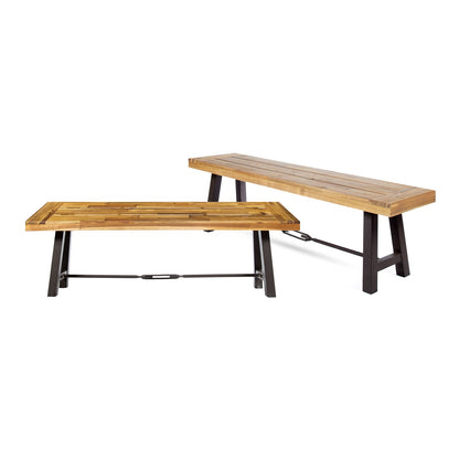 Teak Acacia Wood Patio Bench - 63" Outdoor Seat