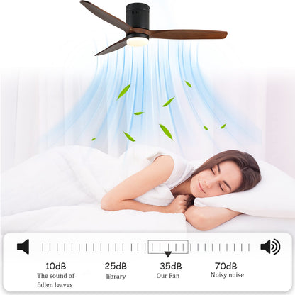 52 Inch Ceiling Fan with Light - Dark Walnut Blades, Remote Control