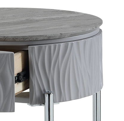 Gray End Table with Storage Drawer - 16x47 Inches for Living Room
