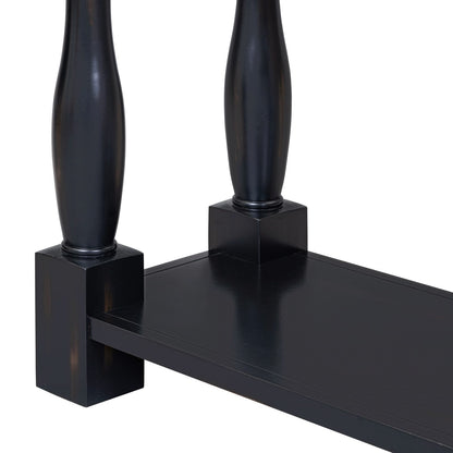 Espresso Solid Wood Console Table with 3 Drawers for Living Room