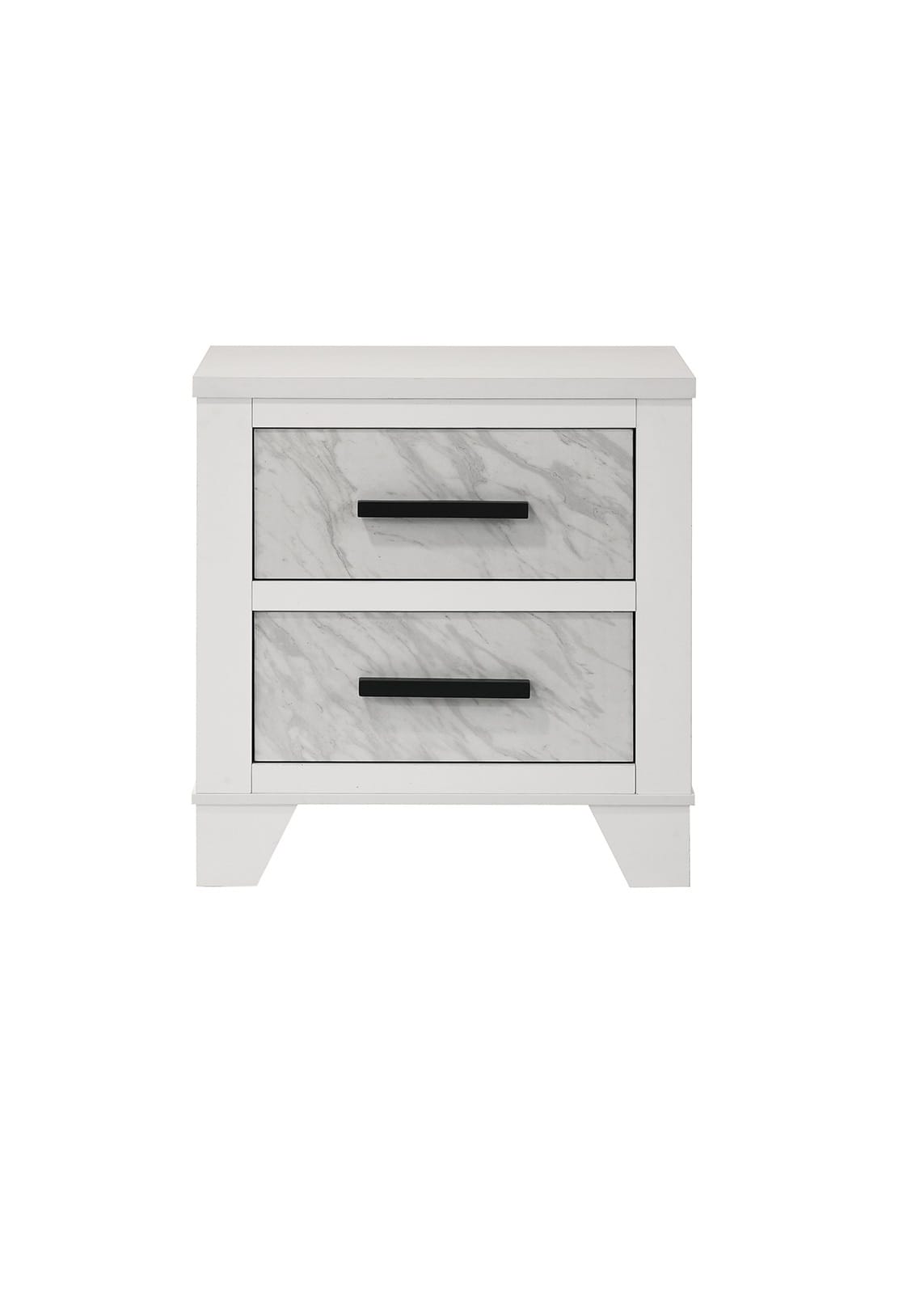 White Bedside Cabinet - 2 Drawers Contemporary Nightstand for Bedroom