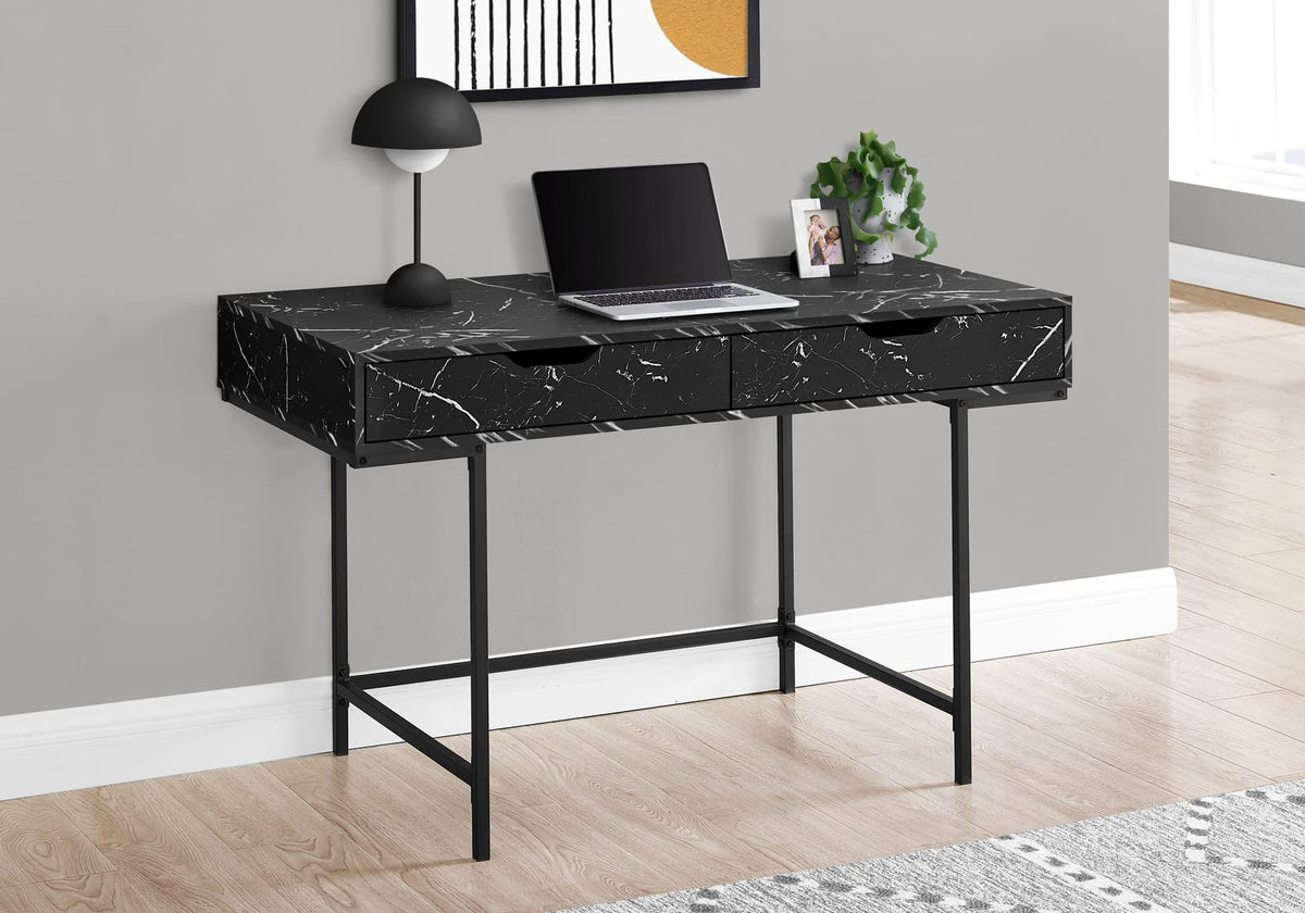 Black Marble Computer Desk - Home Office Storage