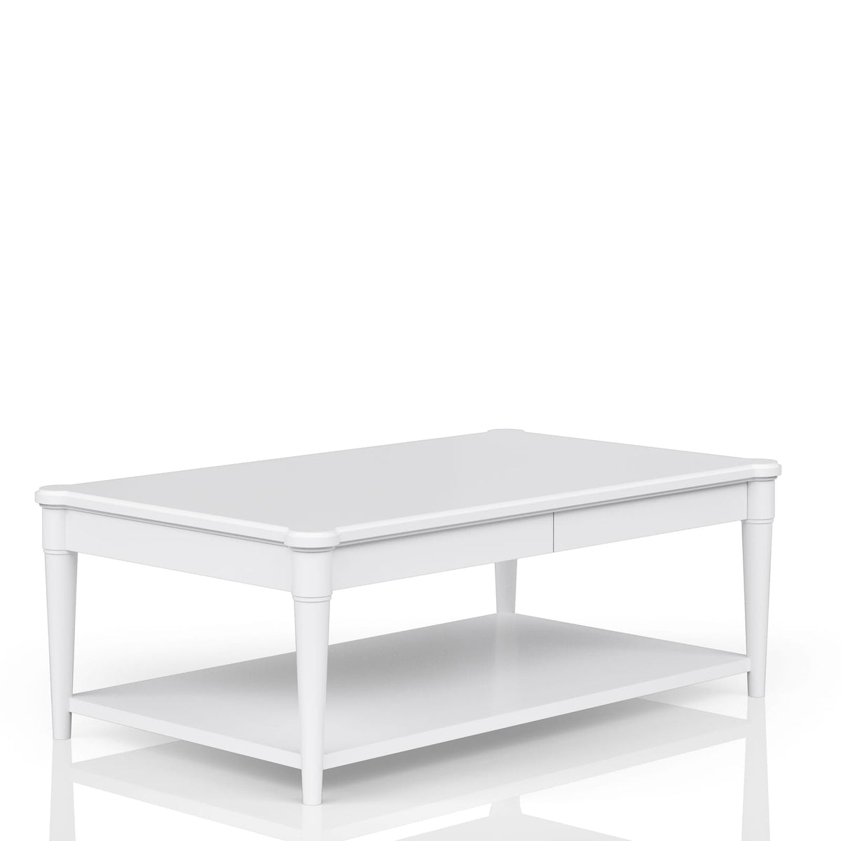 White Cocktail Table with Storage Drawers - 48" x 28" for Living Room