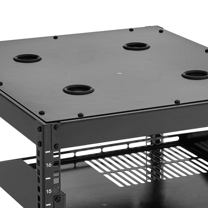 16U Black Server Rack - 23 Inch Depth, Wall or Floor Stand for Living Room