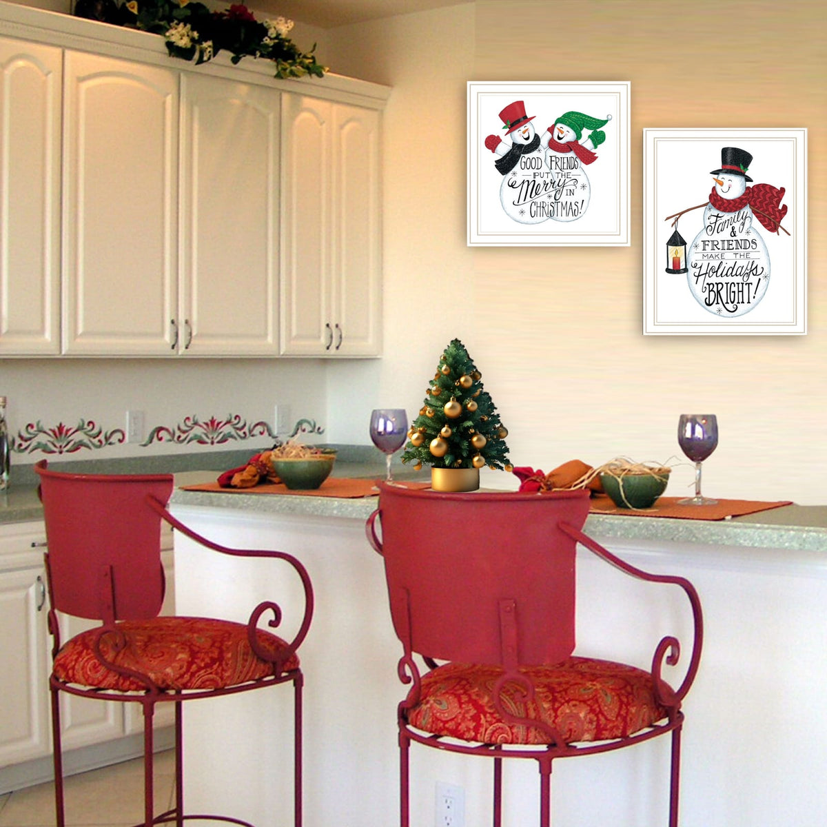 Trendy Framed Wall Art - Good Friends Snowman Multicolor