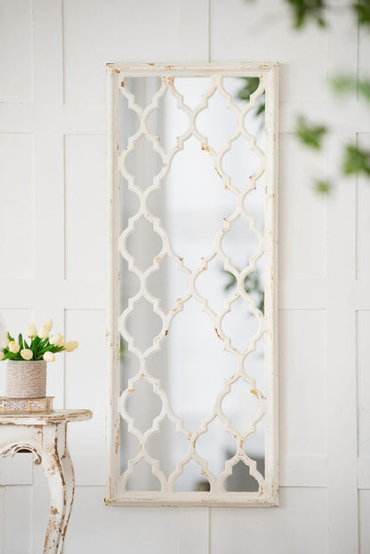 Full Length White Wood Glass Mirror - 59" Tall