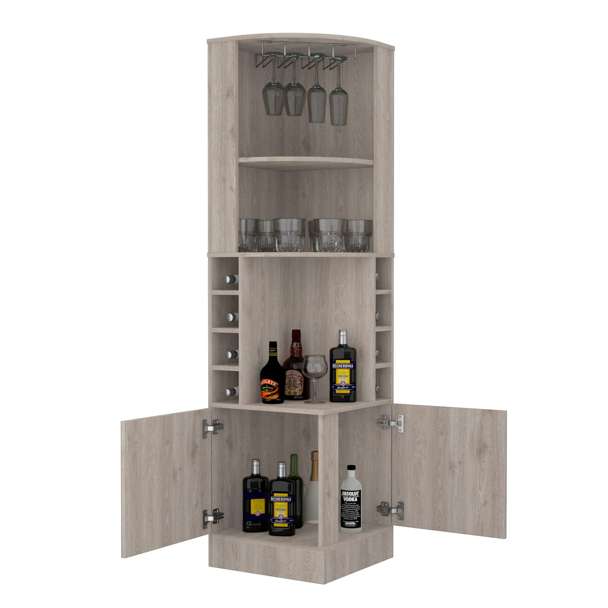 Light Gray Seattle Bar Cabinet - 8 Bottle Storage