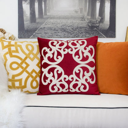 Dora Vintage Vine Set of 2 - Red Polyester Pillow Covers