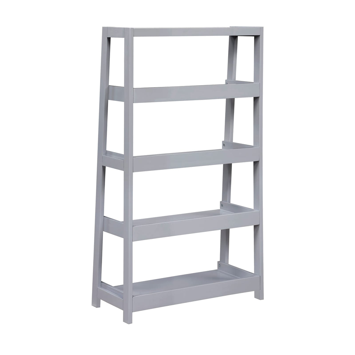 Gray 4-Shelf Wooden Bookcase - Contemporary Display Shelving