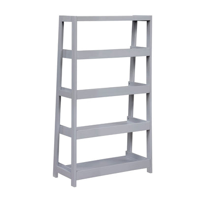 Gray 4-Shelf Wooden Bookcase - Contemporary Display Shelving