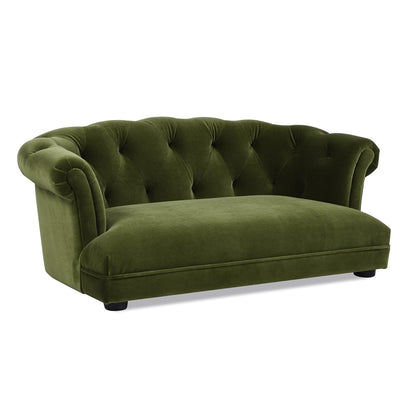 Kiki Chesterfield Dog Sofa Bed - Olive Green Velvet