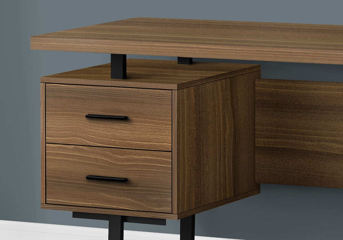 Walnut Computer Desk - 60" Home Office Storage Desk