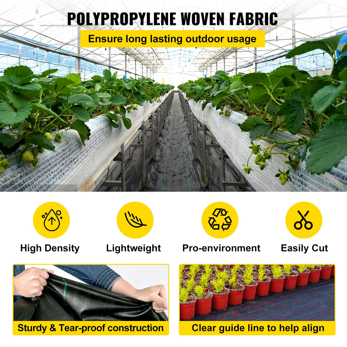 6 ft x 300 ft Black Weed Barrier Fabric - Heavy Duty Landscape Weed Control