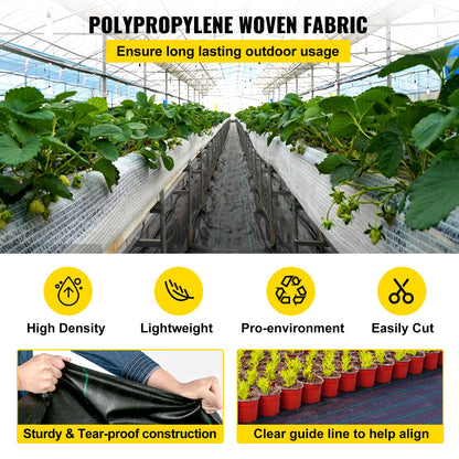 6 ft x 300 ft Black Weed Barrier Fabric - Heavy Duty Landscape Weed Control