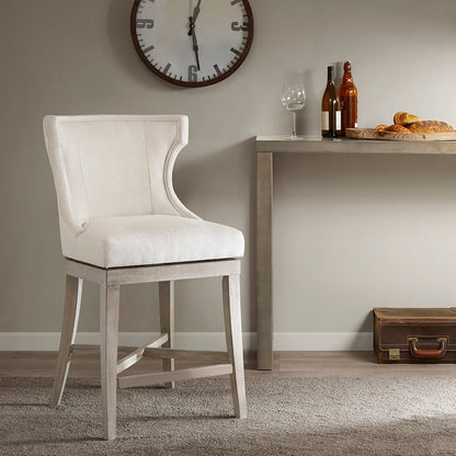 Cream Polyester Swivel Counter Stool - 300 lb Capacity