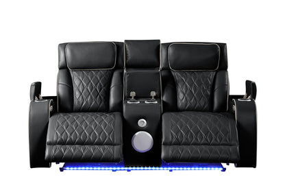 Fortuner Modern Style Recliner 2PC Black Faux Leather Set - Wood Frame