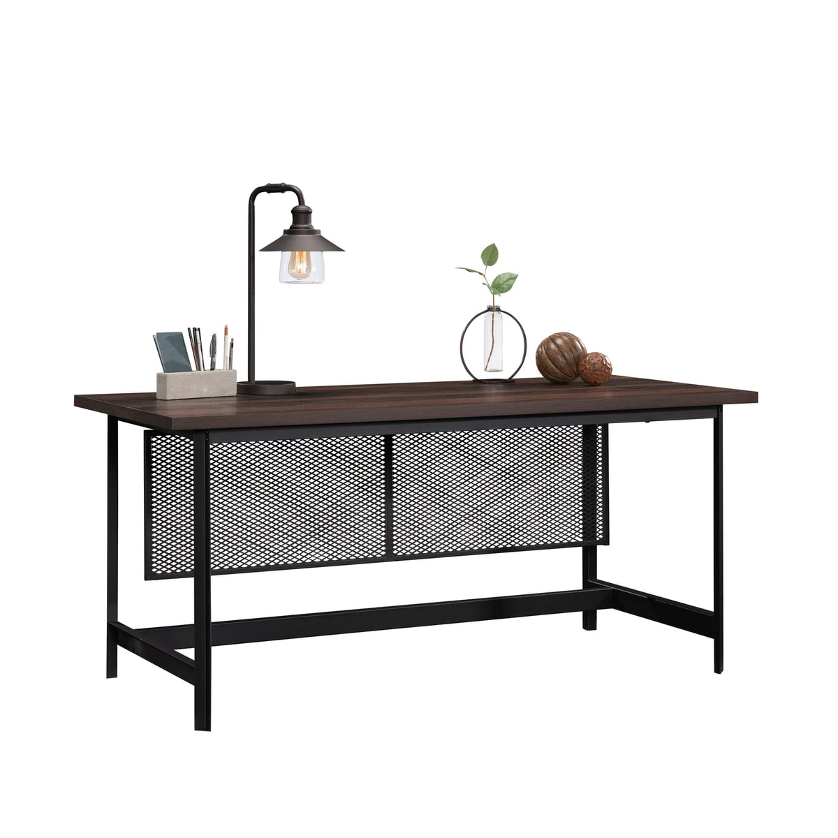Industrial Brown Executive Desk for Home Office Productivity